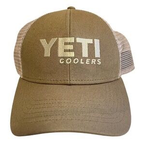 YETI Badge Trucker Hat- Tan‎ Brown color w/ White mesh lmtd edition Baseball